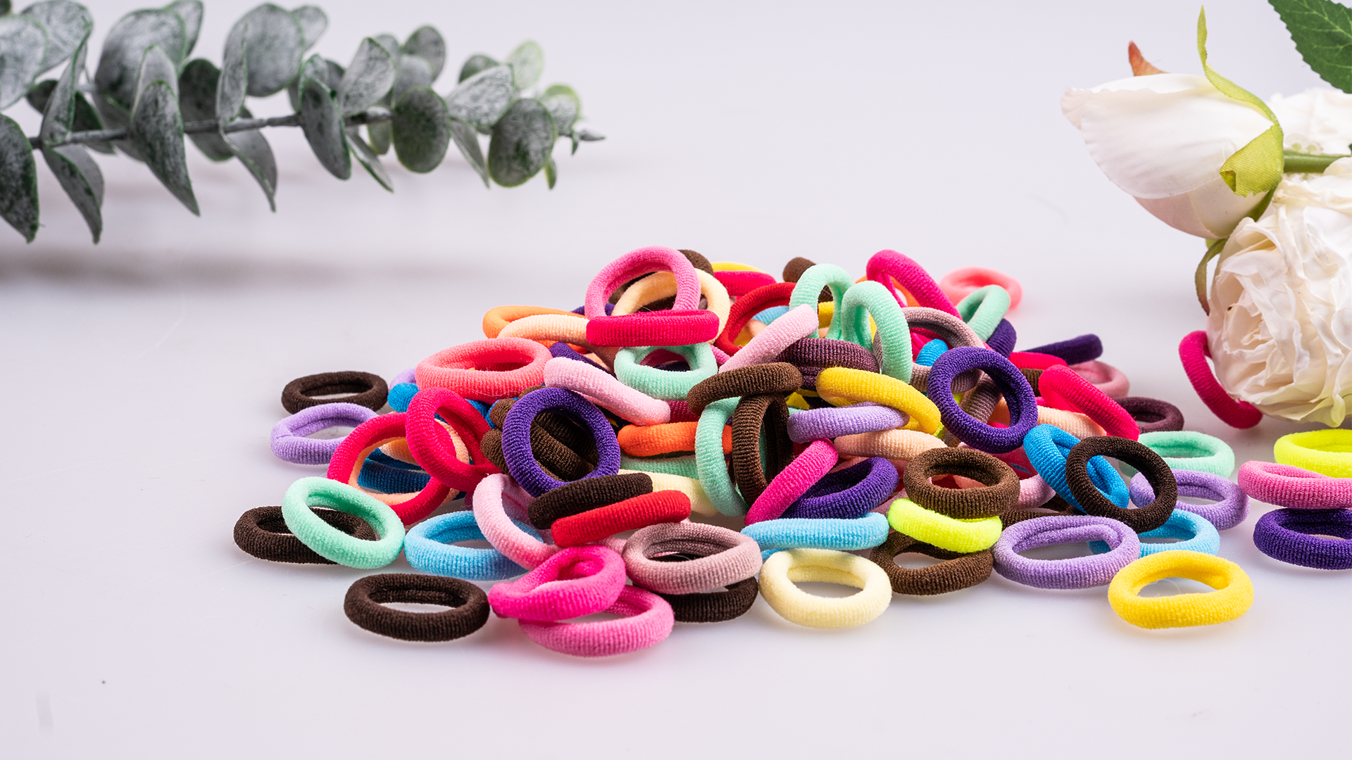 TVINLIK 350 PCS Multicolor Cotton Hair Ties，Soft Seamless Hair Bands | Small Baby Hair Elastics for Kids and Girls, No Crease Finger Ponytail Holders (20 Colors)